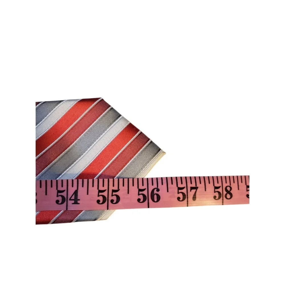 Dockers Mens Tie Necktie Designer Red Gray White Stripes Business Church Classic